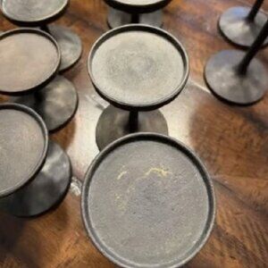 LN 6” H Medium Pottery Barn Bronze Rustic Candlestick | Holds 3” Pillar Candle